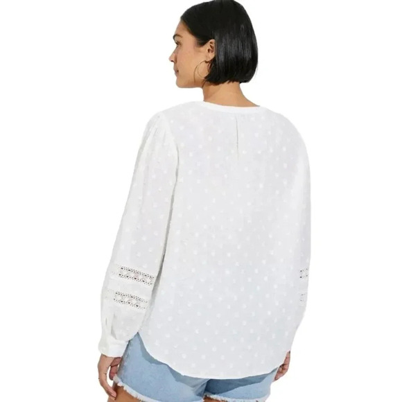 Torrid Cotton Clip Dot Lace Trim Long Sleeve‎ Top Size 1 NWT - Picture 5 of 5